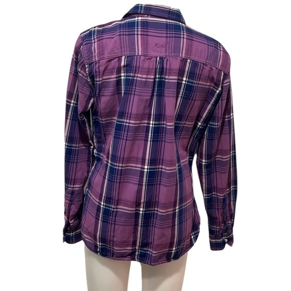 Kuhl women’s purple plaid cotton button down top size Large - Picture 2 of 10